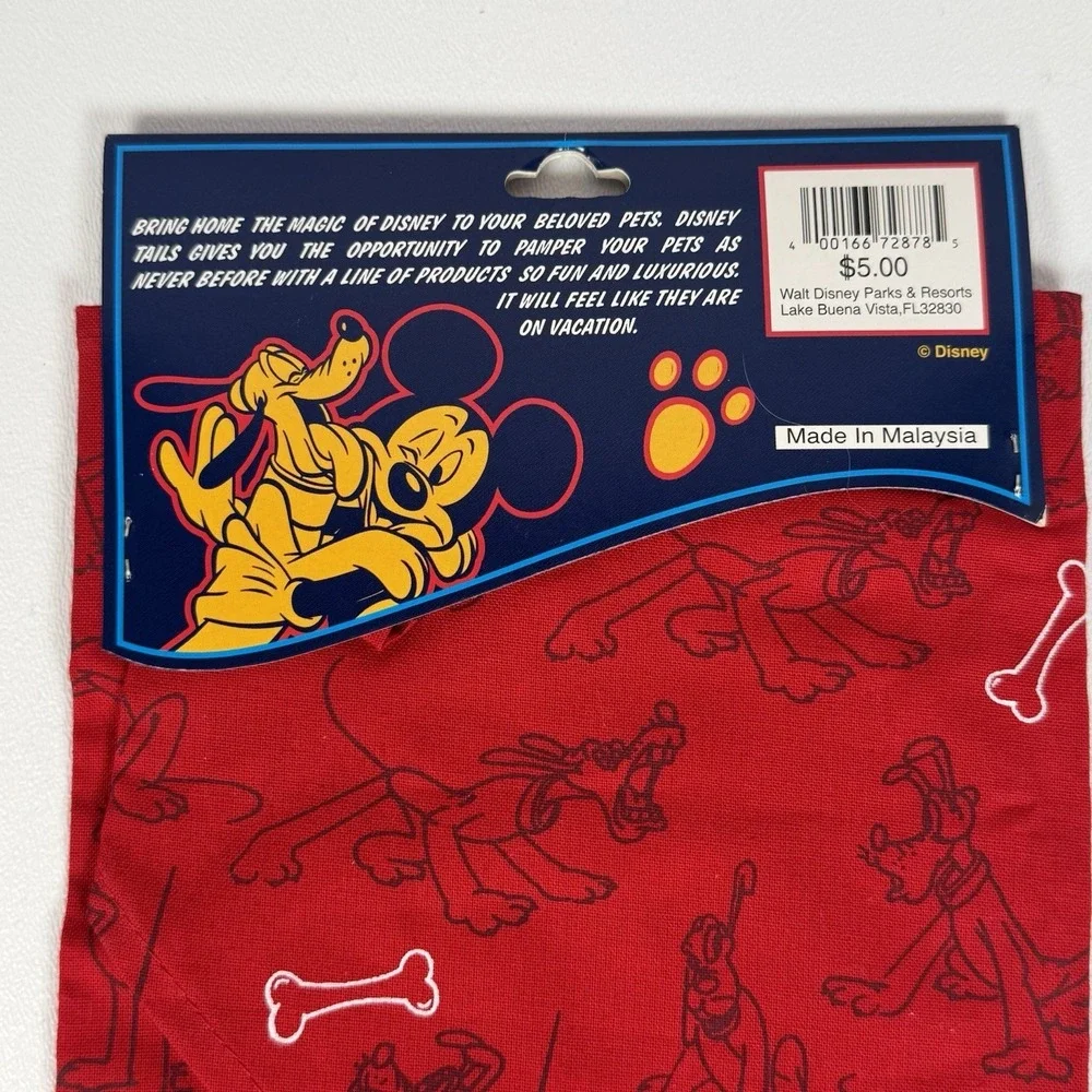 NOS Disney Tails Bandana Pluto Disney World Parks Exclusive Pet Souvenir M-L
